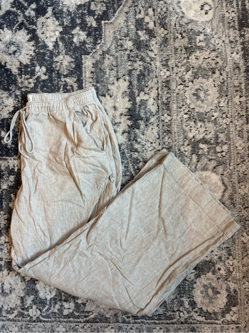 Abercrombie and Fitch linen blend drawstring khaki pants